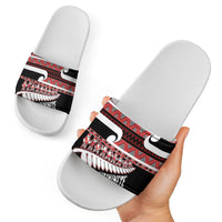 New Zealand Christmas Slide Sandals Funny Santa Claus Haka Dance with Tukutuku LT03 - Polynesian Pride