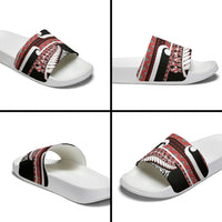 New Zealand Christmas Slide Sandals Funny Santa Claus Haka Dance with Tukutuku LT03 - Polynesian Pride