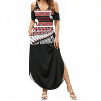 New Zealand Christmas Summer Maxi Dress Funny Santa Claus Haka Dance with Tukutuku LT03 Women Multicolor - Polynesian Pride
