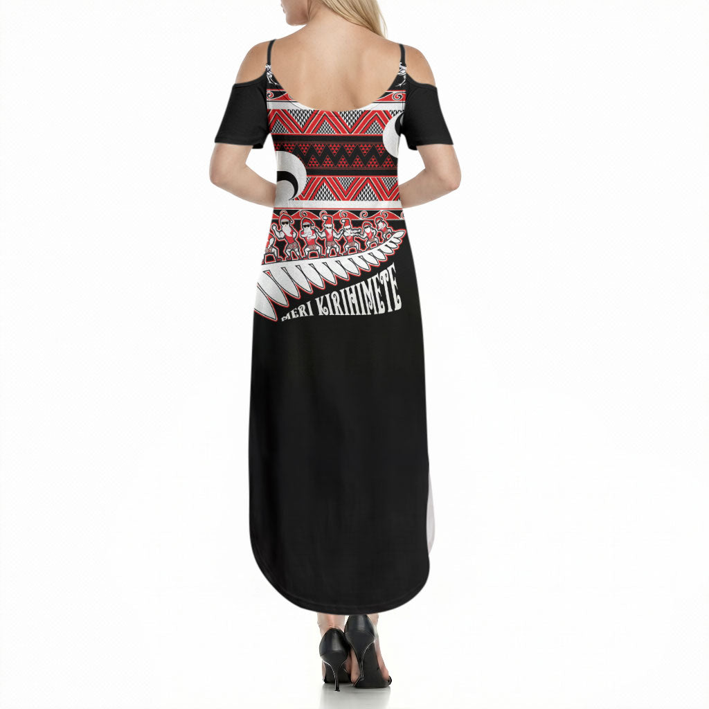 New Zealand Christmas Summer Maxi Dress Funny Santa Claus Haka Dance with Tukutuku LT03 - Polynesian Pride