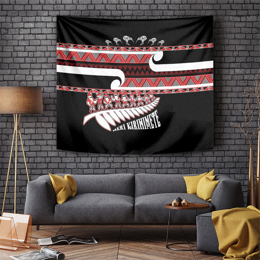 New Zealand Christmas Tapestry Funny Santa Claus Haka Dance with Tukutuku LT03 Multicolor - Polynesian Pride