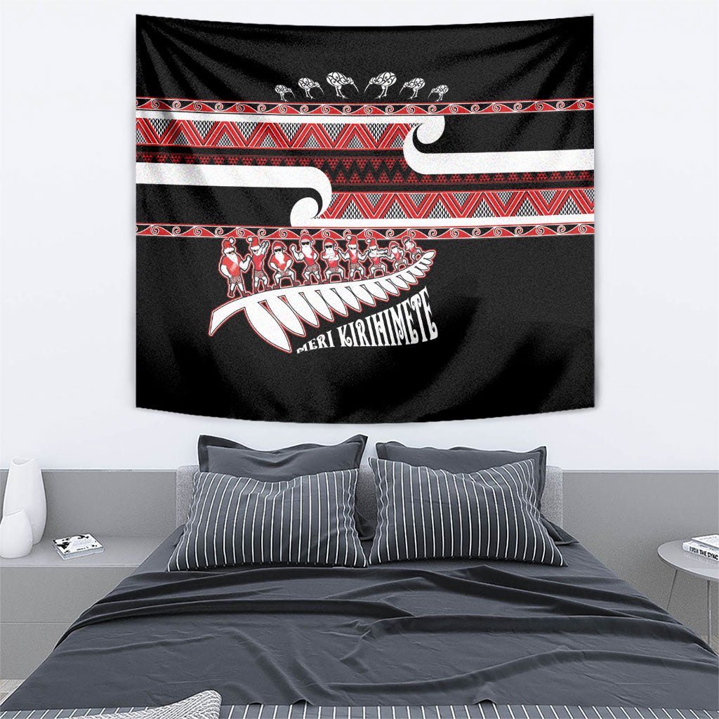New Zealand Christmas Tapestry Funny Santa Claus Haka Dance with Tukutuku LT03 - Polynesian Pride