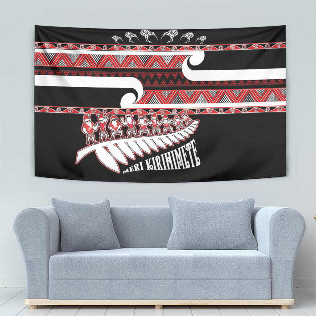 New Zealand Christmas Tapestry Funny Santa Claus Haka Dance with Tukutuku LT03 - Polynesian Pride