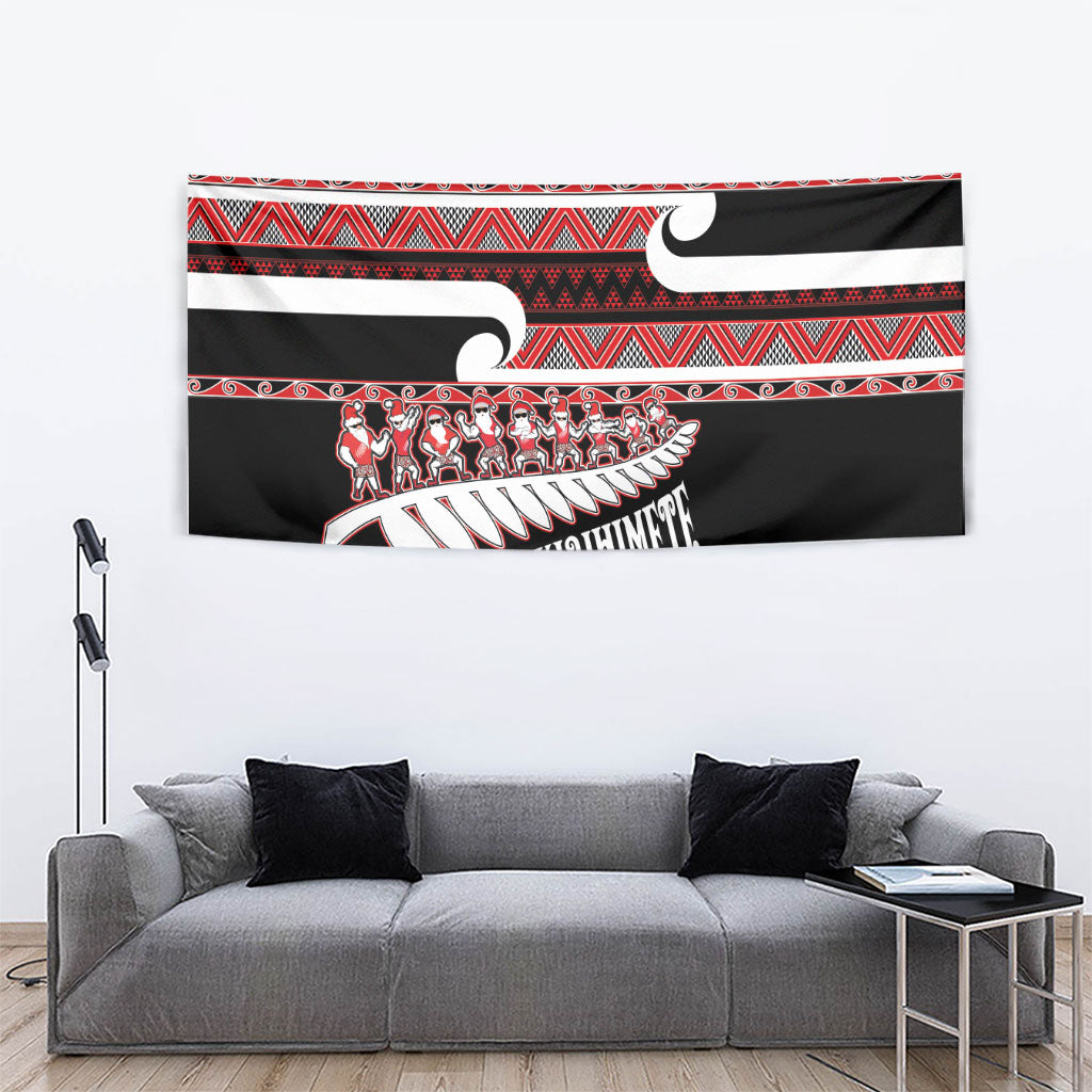 New Zealand Christmas Tapestry Funny Santa Claus Haka Dance with Tukutuku LT03 - Polynesian Pride