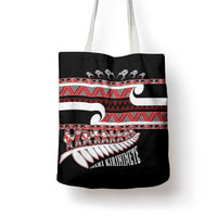 New Zealand Christmas Tote Bag Funny Santa Claus Haka Dance with Tukutuku LT03 - Polynesian Pride