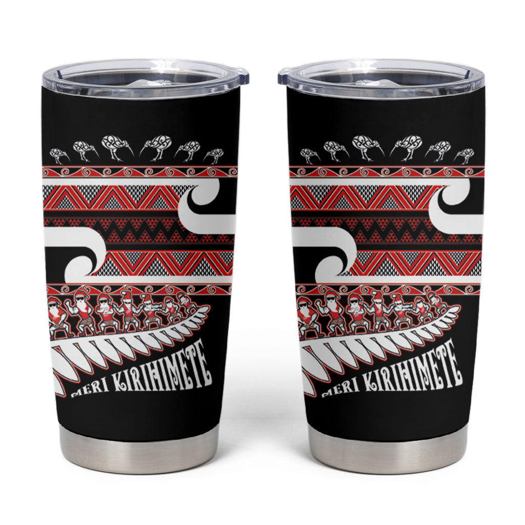 New Zealand Christmas Tumbler Cup Funny Santa Claus Haka Dance with Tukutuku LT03 Multicolor - Polynesian Pride