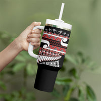 New Zealand Christmas Tumbler With Handle Funny Santa Claus Haka Dance with Tukutuku LT03 - Polynesian Pride