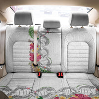 Hawaii DNA Kakau Tattoo Back Car Seat Cover with Plumeria and Hibiscus Tropical Plants White Color LT03 - Polynesian Pride