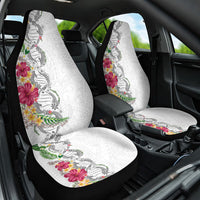 Hawaii DNA Kakau Tattoo Car Seat Cover with Plumeria and Hibiscus Tropical Plants White Color LT03 One Size White - Polynesian Pride
