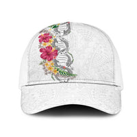 Hawaii DNA Kakau Tattoo Mesh Trucker Cap with Plumeria and Hibiscus Tropical Plants White Color LT03 One Size White White - Polynesian Pride