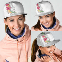 Hawaii DNA Kakau Tattoo Mesh Trucker Cap with Plumeria and Hibiscus Tropical Plants White Color LT03 - Polynesian Pride