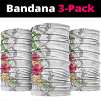 Hawaii DNA Kakau Tattoo Neck Gaiter with Plumeria and Hibiscus Tropical Plants White Color LT03 package One Size: 25*50cm White - Polynesian Pride