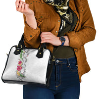 Hawaii DNA Kakau Tattoo Shoulder Handbag with Plumeria and Hibiscus Tropical Plants White Color LT03 - Polynesian Pride
