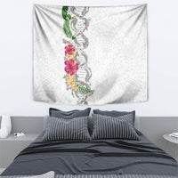 Hawaii DNA Kakau Tattoo Tapestry with Plumeria and Hibiscus Tropical Plants White Color LT03 - Polynesian Pride