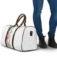 Hawaii DNA Kakau Tattoo Travel Bag with Plumeria and Hibiscus Tropical Plants White Color LT03 - Polynesian Pride