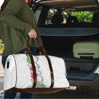 Hawaii DNA Kakau Tattoo Travel Bag with Plumeria and Hibiscus Tropical Plants White Color LT03 - Polynesian Pride