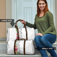 Hawaii DNA Kakau Tattoo Travel Bag with Plumeria and Hibiscus Tropical Plants White Color LT03 - Polynesian Pride