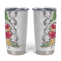 Hawaii DNA Kakau Tattoo Tumbler Cup with Plumeria and Hibiscus Tropical Plants White Color LT03 White - Polynesian Pride