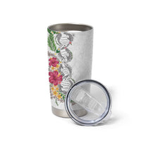 Hawaii DNA Kakau Tattoo Tumbler Cup with Plumeria and Hibiscus Tropical Plants White Color LT03 - Polynesian Pride