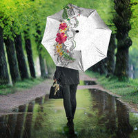 Hawaii DNA Kakau Tattoo Umbrella with Plumeria and Hibiscus Tropical Plants White Color LT03 - Polynesian Pride