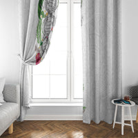 Hawaii DNA Kakau Tattoo Window Curtain with Plumeria and Hibiscus Tropical Plants White Color LT03 - Polynesian Pride