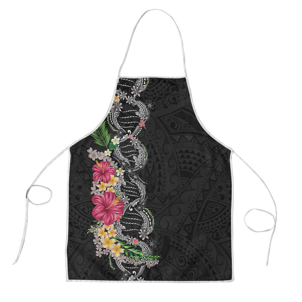 Hawaii DNA Kakau Tattoo Apron with Plumeria and Hibiscus Tropical Plants Black Color LT03 Black - Polynesian Pride