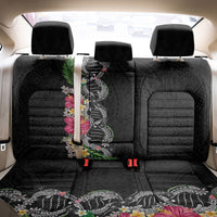 Hawaii DNA Kakau Tattoo Back Car Seat Cover with Plumeria and Hibiscus Tropical Plants Black Color LT03 - Polynesian Pride