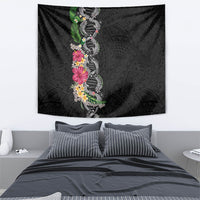 Hawaii DNA Kakau Tattoo Tapestry with Plumeria and Hibiscus Tropical Plants Black Color LT03 - Polynesian Pride