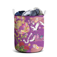 Hawaiian and Japanese Culture Together Laundry Basket Kakau Tribal Pattern and Irezumi Art Purple Color LT03 - Polynesian Pride