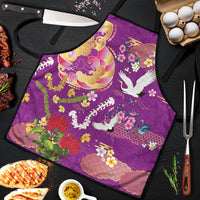 Hawaiian and Japanese Culture Together Apron Kakau Tribal Pattern and Irezumi Art Purple Color LT03 Purple - Polynesian Pride