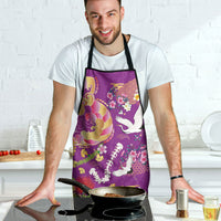 Hawaiian and Japanese Culture Together Apron Kakau Tribal Pattern and Irezumi Art Purple Color LT03 - Polynesian Pride