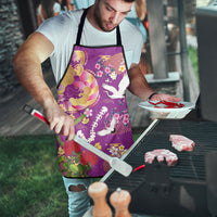 Hawaiian and Japanese Culture Together Apron Kakau Tribal Pattern and Irezumi Art Purple Color LT03 - Polynesian Pride