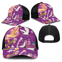 Hawaiian and Japanese Culture Together Baseball Net Cap Kakau Tribal Pattern and Irezumi Art Purple Color LT03 - Polynesian Pride