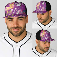 Hawaiian and Japanese Culture Together Baseball Net Cap Kakau Tribal Pattern and Irezumi Art Purple Color LT03 - Polynesian Pride