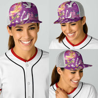 Hawaiian and Japanese Culture Together Baseball Net Cap Kakau Tribal Pattern and Irezumi Art Purple Color LT03 - Polynesian Pride