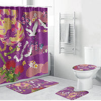 Hawaiian and Japanese Culture Together Bathroom Set Kakau Tribal Pattern and Irezumi Art Purple Color LT03 Bathroom Set (4 pcs) Purple - Polynesian Pride