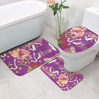 Hawaiian and Japanese Culture Together Bathroom Set Kakau Tribal Pattern and Irezumi Art Purple Color LT03 - Polynesian Pride