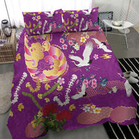 Hawaiian and Japanese Culture Together Bedding Set Kakau Tribal Pattern and Irezumi Art Purple Color LT03 - Polynesian Pride