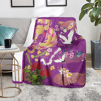Hawaiian and Japanese Culture Together Blanket Kakau Tribal Pattern and Irezumi Art Purple Color LT03 - Polynesian Pride