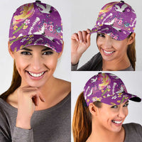Hawaiian and Japanese Culture Together Classic Cap Kakau Tribal Pattern and Irezumi Art Purple Color LT03 - Polynesian Pride