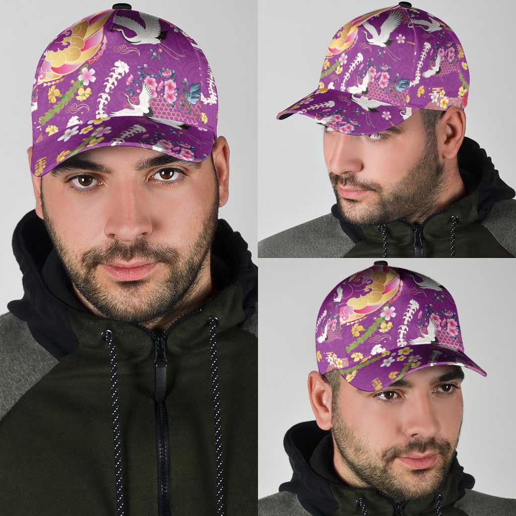 Hawaiian and Japanese Culture Together Classic Cap Kakau Tribal Pattern and Irezumi Art Purple Color LT03 - Polynesian Pride