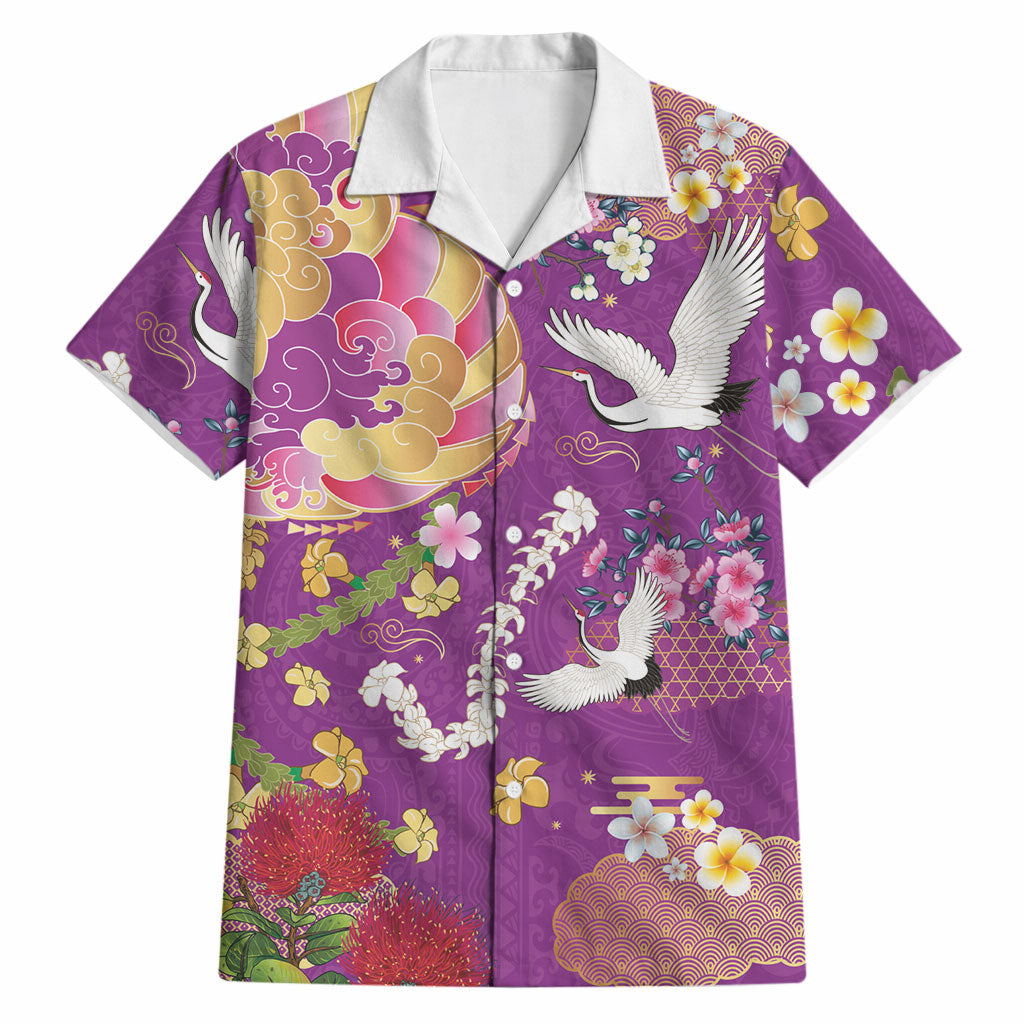 Hawaiian and Japanese Culture Together Hawaiian Shirt Kakau Tribal Pattern and Irezumi Art Purple Color LT03 Purple - Polynesian Pride