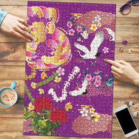 Hawaiian and Japanese Culture Together Puzzle Kakau Tribal Pattern and Irezumi Art Purple Color LT03 Purple - Polynesian Pride