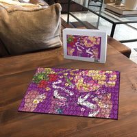 Hawaiian and Japanese Culture Together Puzzle Kakau Tribal Pattern and Irezumi Art Purple Color LT03 - Polynesian Pride