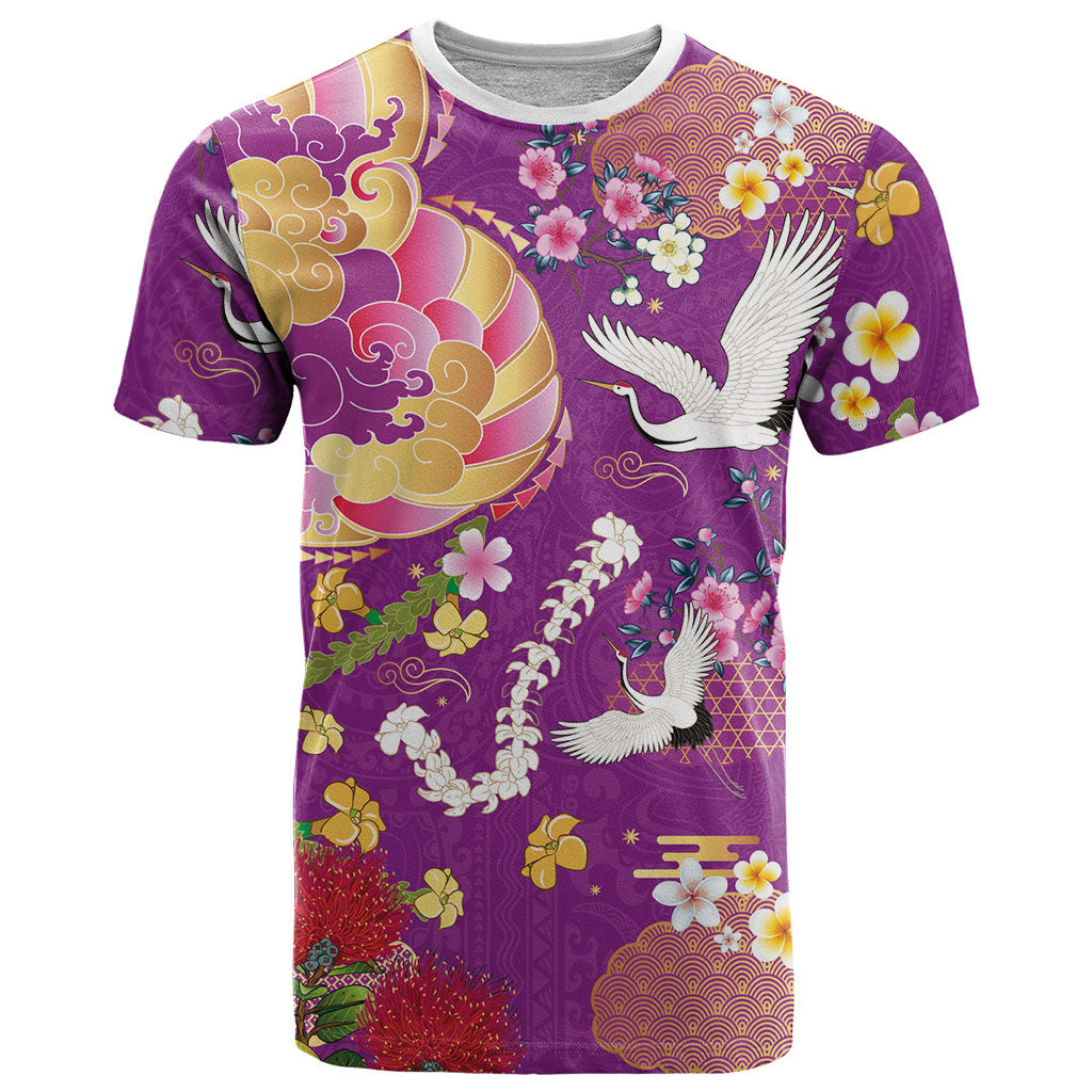 Hawaiian and Japanese Culture Together T Shirt Kakau Tribal Pattern and Irezumi Art Purple Color LT03 Purple - Polynesian Pride