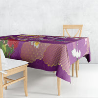 Hawaiian and Japanese Culture Together Tablecloth Kakau Tribal Pattern and Irezumi Art Purple Color LT03 - Polynesian Pride