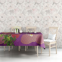 Hawaiian and Japanese Culture Together Tablecloth Kakau Tribal Pattern and Irezumi Art Purple Color LT03 - Polynesian Pride