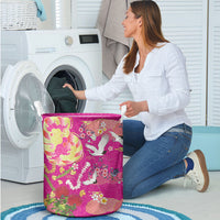 Hawaiian and Japanese Culture Together Laundry Basket Kakau Tribal Pattern and Irezumi Art Pink Color LT03 - Polynesian Pride