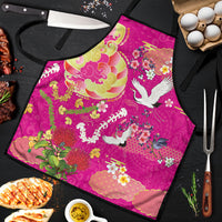 Hawaiian and Japanese Culture Together Apron Kakau Tribal Pattern and Irezumi Art Pink Color LT03 Pink - Polynesian Pride