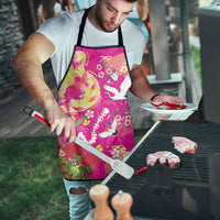 Hawaiian and Japanese Culture Together Apron Kakau Tribal Pattern and Irezumi Art Pink Color LT03 - Polynesian Pride